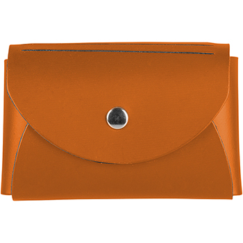 JAM Paper Italian Leather Business Card Holder Case with Round Flap, Orange, 100/PK