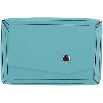 JAM Paper Italian Leather Business Card Holder Case with Angular Flap, Teal Blue