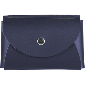 JAM Paper Italian Leather Business Card Holder Case with Round Flap, Navy Blue, 100/PK