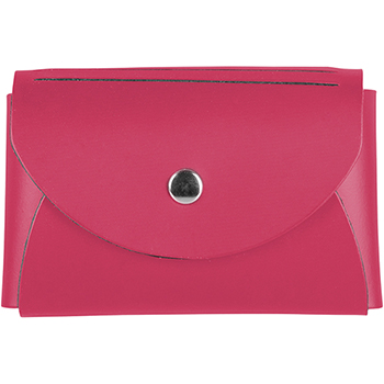 JAM Paper Italian Leather Business Card Holder Case with Round Flap, Fuchsia Pink, 100/PK