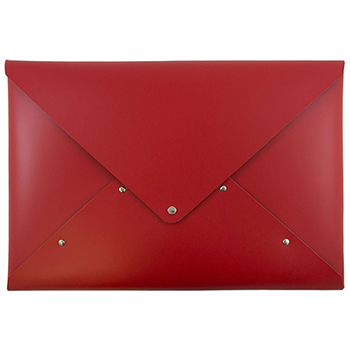 JAM Paper Italian Leather Portfolio with Snap Closure, 10 1/4&quot; x 14 3/4&quot; x 3/4&quot;, Red