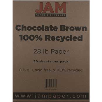 JAM Paper Colored Matte Paper, 28 lb, 8.5&quot; x 11&quot;, Chocolate Brown, 50 Sheets/Pack