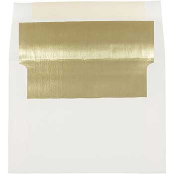 JAM Paper A7 Foil Lined Invitation Envelopes, 5 1/4&quot; x 7 1/4&quot;, Ecru with Gold Foil, 250/BX