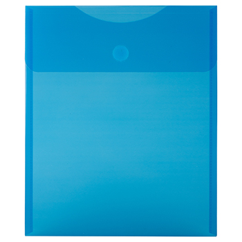 JAM Paper Plastic Expansion Envelopes with Hook &amp; Loop Closure, Letter Open-End, 9 3/4&quot; x 11 1/2&quot;, Blue, 12/PK