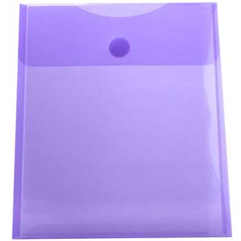 JAM Paper Plastic Envelopes with Hook &amp; Loop Closure, Letter Open End, 9 3/4&quot; x 11 1/2&quot;, Violet Purple, 12/PK