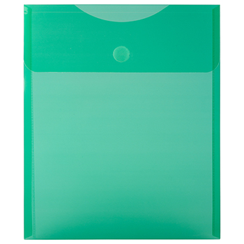 JAM Paper Plastic Expansion Envelopes with Hook &amp; Loop Closure, Letter Open-End, 9 3/4&quot; x 11 1/2&quot;, Green, 12/PK