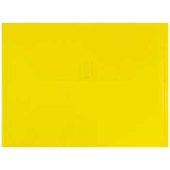 JAM Paper Plastic Envelopes with Hook &amp; Loop Closure, Letter Booklet, 9 3/4&quot; x 13&quot;, Yellow, 12/PK