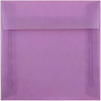 JAM Paper Translucent Vellum Envelopes, 6 1/2&quot; x 6 1/2&quot;, Lilac, 250/CT