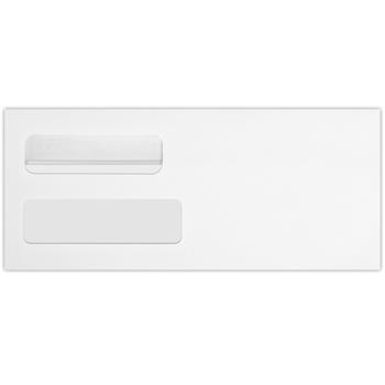 JAM Paper #10 Double Window Envelope, 4-1/8 in x 9-1/2 in, Peel and Seal, White Wove, 250/Pack