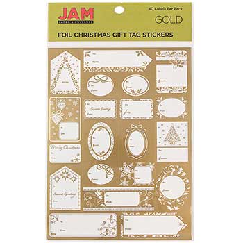 JAM Paper To/From Christmas Gift Tag Stickers, Matte Foil Gold, 40 Labels