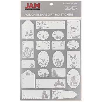 JAM Paper To/From Christmas Gift Tag Stickers, Matte Foil Silver, 40 Labels
