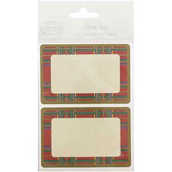 JAM Paper Christmas Gift Label Stickers, 2 1/4&quot; x 3 1/2&quot;, Red Flannel Border, 24 Labels