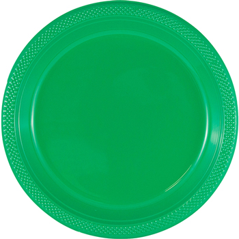 JAM Paper Round Party Plates, Plastic, 9&quot;, Green, 20 Plates/Pack