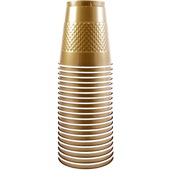 JAM Paper Bulk Plastic Cups - 12 oz - Gold - 200 Cups/Case