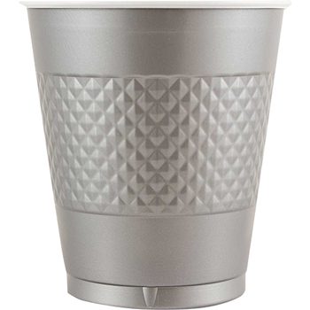JAM Paper Plastic Cups - 12 oz - Silver - 20/pack