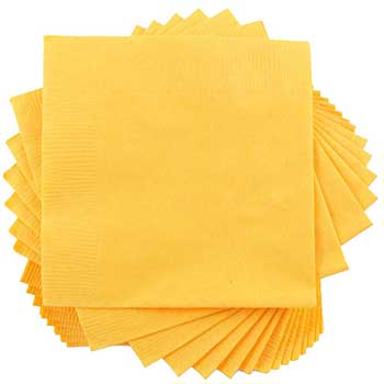 JAM Paper Lunch Napkins, Medium, 6 1/2 in x 6 1/2 in, Yellow, 600/Pack