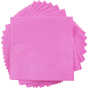 JAM Paper Bulk Beverage Napkins, 2-Ply, 5&quot; W x 5&quot; L, Fuchsia Hot Pink, 600 Napkins/Pack
