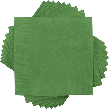 JAM Paper Small Beverage Napkins, 5 in x 5 in, Green, 50/Pack