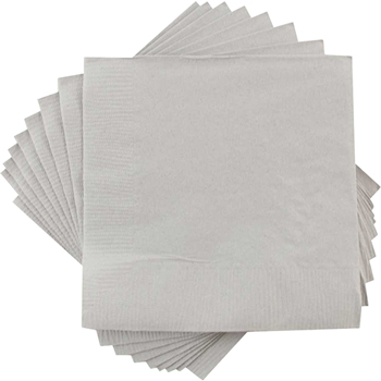 JAM Paper Small Beverage Napkins, 5 in x 5 in, Silver, 50/Pack