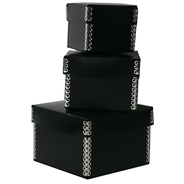 JAM Paper Nesting Box Set, Small, Medium &amp; Large, Black Plastic, 3/PK