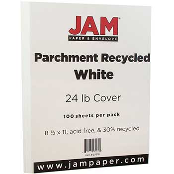 JAM Paper Recycled Parchment Paper, 24 lb, 8.5&quot; x 11&quot;, White, 100 Sheets/Pack
