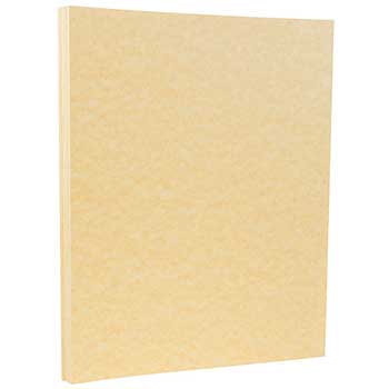 JAM Paper Recycled Parchment Cardstock, 65 lb, 8.5&quot; x 11&quot;, Antique Gold, 250 Sheets/Pack