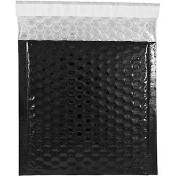 JAM Paper Bubble Padded Mailers with Hook &amp; Loop Closure, 6&quot; x 6 1/2&quot;, Black Metallic, 12/Pack