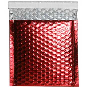 JAM Paper Bubble Padded Mailers with Self-Adhesive Closure, 6&quot; x 6 1/2&quot;, Red Metallic, 12/Pack