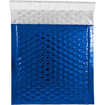 JAM Paper Bubble Padded Mailers with Self-Adhesive Closure, 6&quot; x 6 1/2&quot;, Blue Metallic, 12/PK