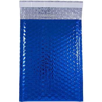 JAM Paper Bubble Padded Mailers with Self-Adhesive Closure, 6 3/8&quot; x 9 1/2&quot;, Blue Metallic, 12/Pack