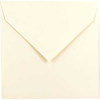 JAM Paper Square Invitation Envelopes with Euro Flap, 7 1/2&quot; x 7 1/2&quot;, Natural White, 250/BX