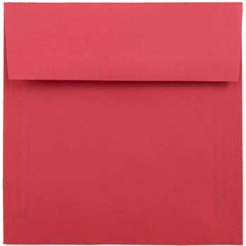JAM Paper Square Colored Invitation Envelopes, 6&quot; x 6&quot;, Red Recycled, 25/PK