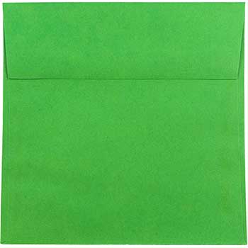 JAM Paper Square Colored Invitation Envelopes, 8 1/2&quot; x 8 1/2&quot;, Green Recycled, 250/CT