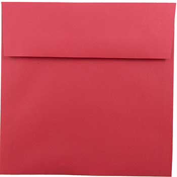 JAM Paper Square Colored Invitation Envelopes, 8 1/2&quot; x 8 1/2&quot;, Red Recycled, 50/BX
