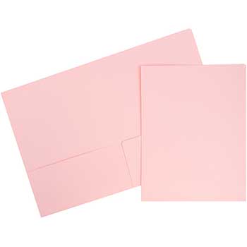 JAM Paper Premium Matte Cardstock Twin Pocket Folders, Baby Pink, 6/PK