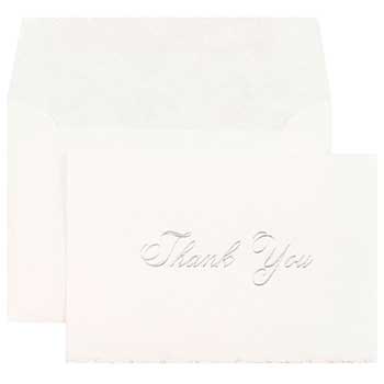 JAM Paper Thank You Cards Set with Envelopes, Parchment with Silver Script, 104 Note Cards
