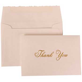 JAM Paper Thank You Cards Set with Envelopes, Parchment with Gold Script, 104 Note Cards
