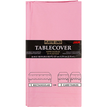 JAM Paper Table Cover, Paper, Rectangular, 108&quot; L x 54&quot; W, Baby Pink