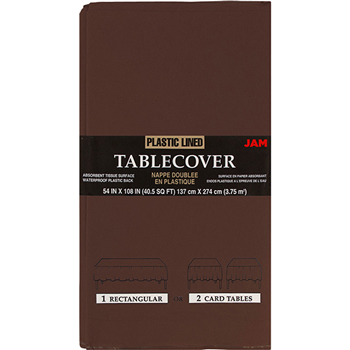 JAM Paper Table Cover, Paper, Rectangular, 108&quot; L x 54&quot; W, Chocolate Brown