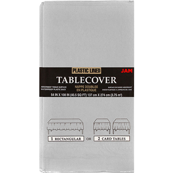 JAM Paper Table Cover, Paper, Rectangular, 108&quot; L x 54&quot; W, Silver