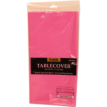 JAM Paper Rectangular Plastic Table Cover - Fuchsia Hot Pink - 54&quot; x 108&quot; - Sold Individually