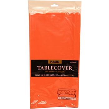 JAM Paper Table Cover, Plastic, Rectangular, 108&quot; L x 54&quot; W, Orange