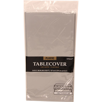 JAM Paper Rectangular Plastic Table Cover - Silver - 54&quot; x 108&quot; - Sold Individually