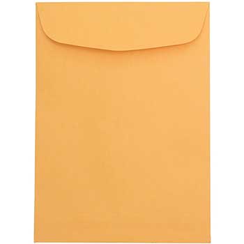 JAM Paper Open End Catalog Recycled Envelopes, 7 1/2&quot; x 10 1/2&quot;, Brown Kraft Manila, 100/PK