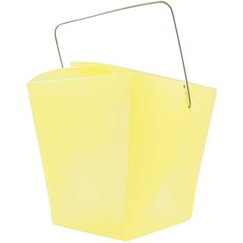 JAM Paper Plastic Chinese Take Out Containers, Large, 4&quot; x 3 1/2&quot; x 4&quot;, Yellow, 6/PK