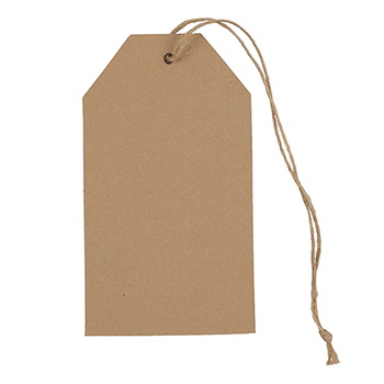 JAM Paper Premium Gift Tags with Twine String, 4 1/4&quot; x 2 3/8&quot;, Brown Kraft Recycled, 10/PK