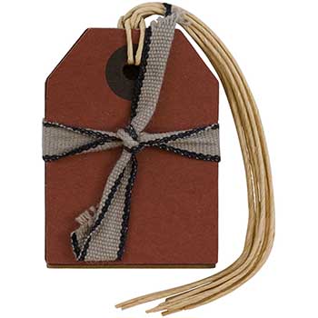JAM Paper Recycled Kraft Gift Tags with Twine String, Small, 2 1/4&quot; x 1 5/8&quot;, Red, 6/PK