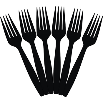 JAM Paper Big Party Pack of Forks, Plastic, Black, 100 Forks/Pack