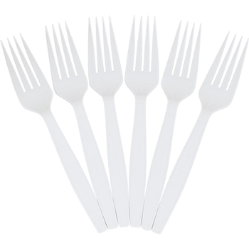 JAM Paper Big Party Pack of Forks, Plastic, White, 100 Forks/Pack