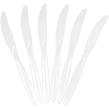 JAM Paper Big Party Pack of Premium Utensils - Plastic Knives - Clear - 100 Disposable Knives/Box